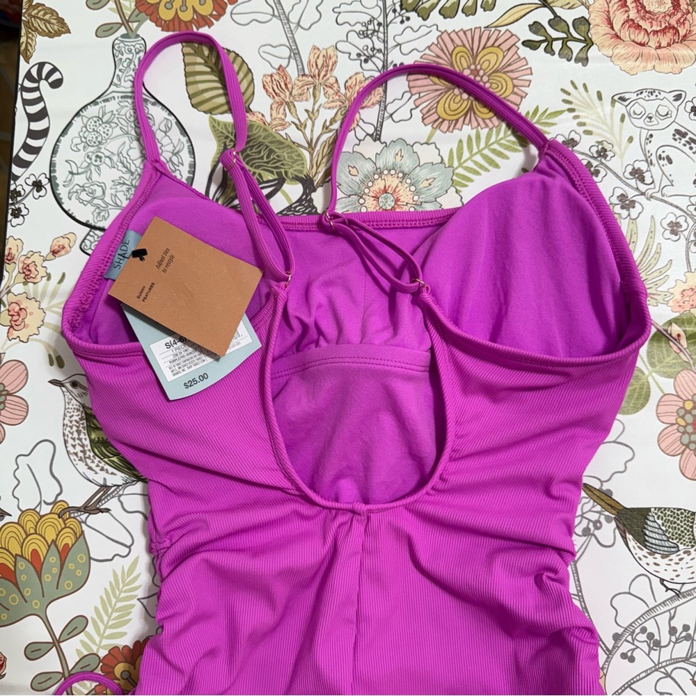 Shade & Shore Pink One-Piece Swimsuit Scoop Neck NWT - Picture 6 of 11